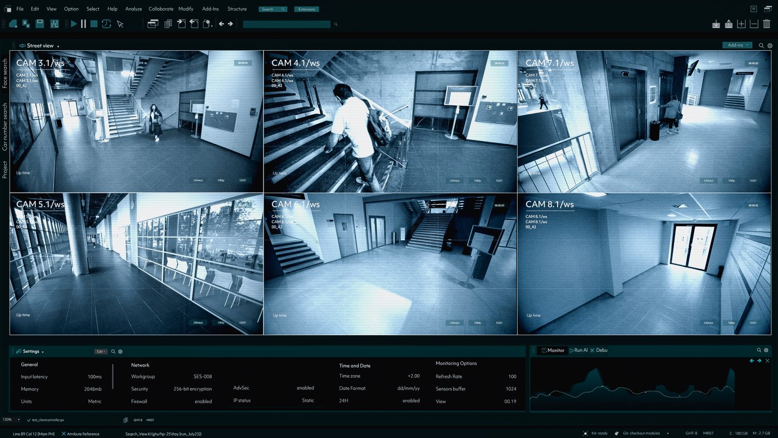 surveillance,camera,cctv,footage,,multiple,screens,show,inside,building,,unrecignizible